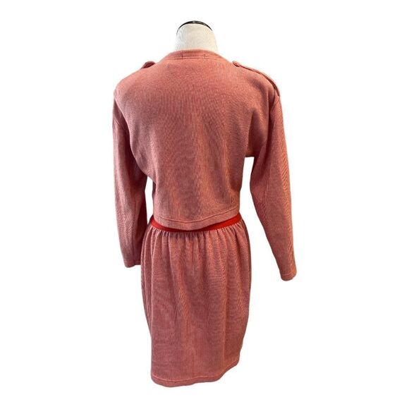 Vintage Liz Claiborne Orange Striped Cotton Cropped Blazer & Skirt Set 80s - Picture 3 of 11